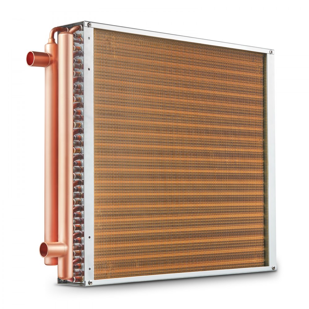 Heat Exchanger Water to Air, 20"x 20" with 3-Row 3/8" Copper Ports, 242 Aluminum Fins Heat Exchanger for Outdoor Wood Furnaces, Residential Heating and Cooling, and Forced Air Heating
