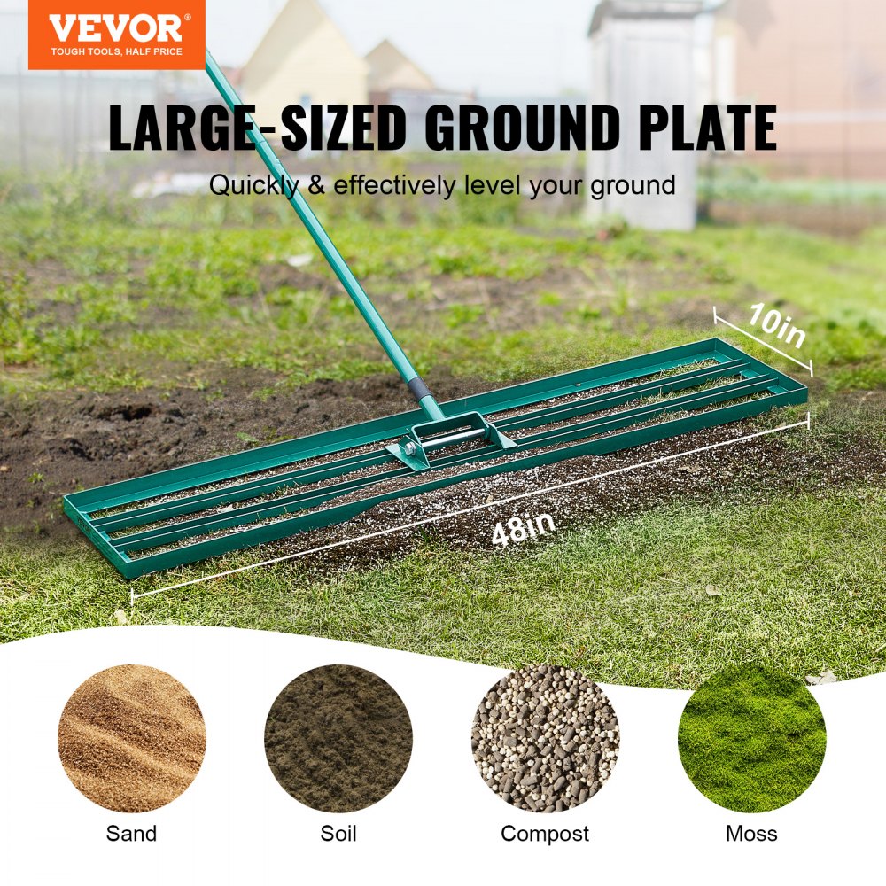 Lawn Leveling Rake, 48"x10" Level Lawn Tool, Heavy-duty Lawn Leveler with 78" Steel Extended Handle, Yard Leveling Rake Suit for Garden, Golf Lawn, Farm