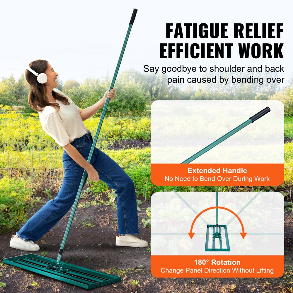 Lawn Leveling Rake, 48"x10" Level Lawn Tool, Heavy-duty Lawn Leveler with 78" Steel Extended Handle, Yard Leveling Rake Suit for Garden, Golf Lawn, Farm