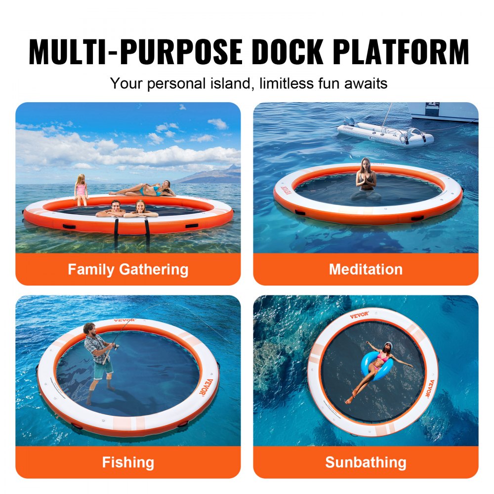 Inflatable Floating Dock ø10FT Water Dock Platform with ø8FT Mesh Pool