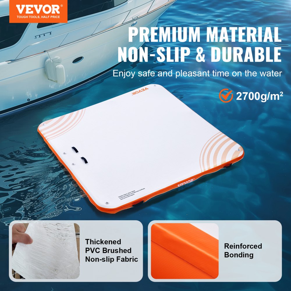 Inflatable Floating Dock, 10 x 10FT Inflatable Dock Platform, Non-Slip Water Floating Dock Mat with Portable Carrying Bag & Detachable Ladder, Floating Platform Island Raft for Pool Beach Ocean
