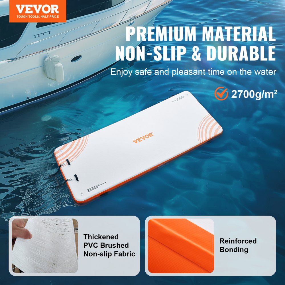 Inflatable Floating Dock, 15 x 6FT Inflatable Dock Platform, Non-Slip Water Floating Dock Mat with Detachable Ladder & Portable Carrying Bag, Floating Platform Island Raft for Ocean Pool Beach