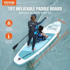 Bostome 11' inflatable stand up paddle board with a 33" wide design for stability and durability.