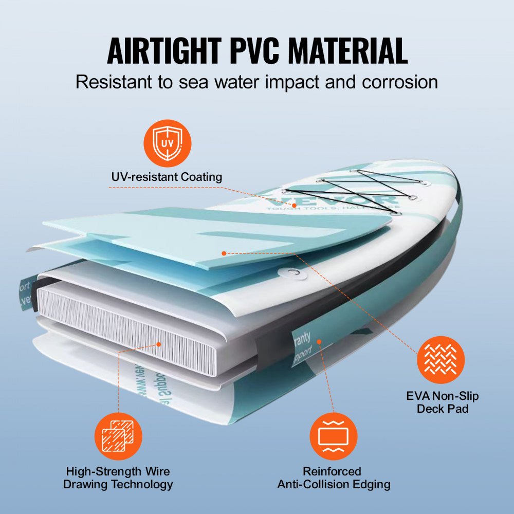 Bostome 11' inflatable stand up paddle board in blue with a wide design for stability.