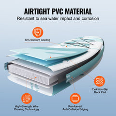 Bostome 11' inflatable stand up paddle board in blue with a wide design for stability.