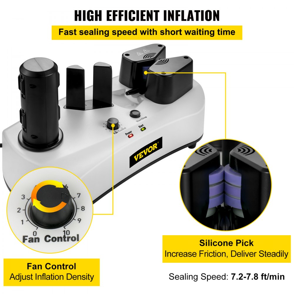 Air Cushion Machine, Sealing Speed 7.2-7.8 ft/min Air Pillow Machine, 110V Air Pillow Packaging Machine, Portable Air Cushion Wrap Machine for Inflatable Packaging+164 ft/50 m Test Film Roll
