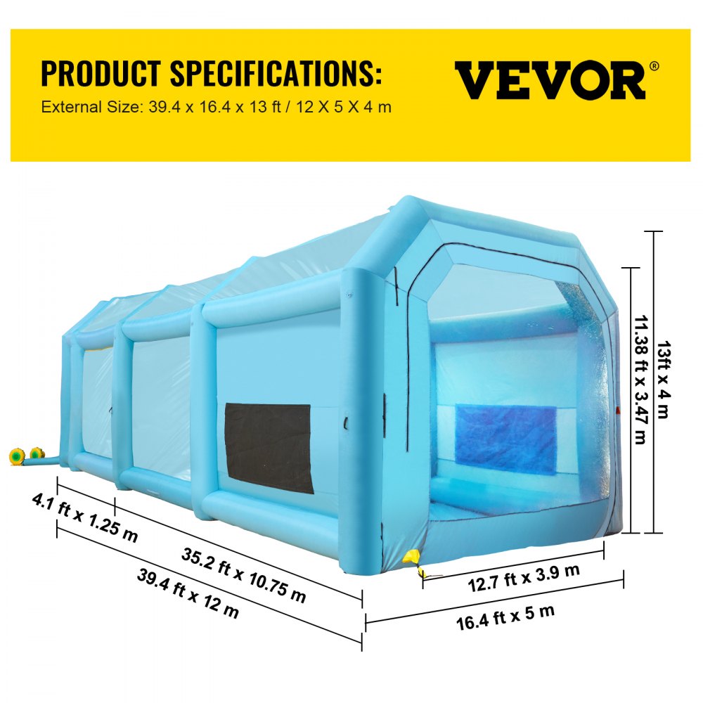 39.4x16.4x13.1ft Inflatable Spray Booth Custom Tent Paint Booth Inflatable