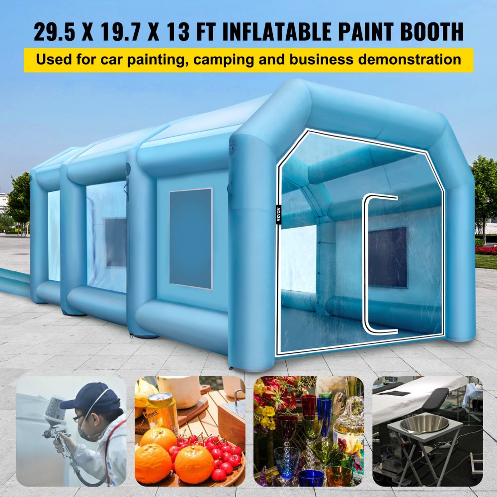 Inflatable Spray Booth Car Paint Tent 29.5x19.7x13FT with Filter 2 Blowers