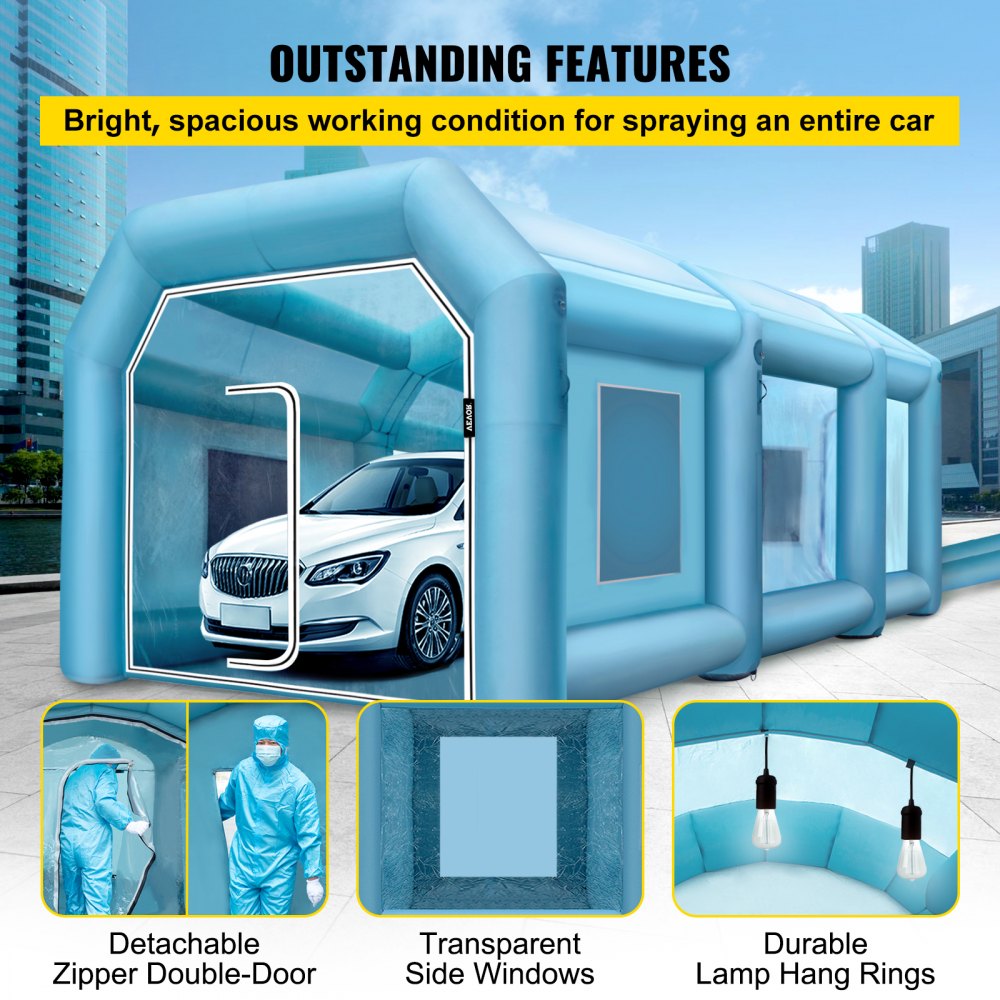 Inflatable Spray Booth Car Paint Tent 29.5x19.7x13FT with Filter 2 Blowers