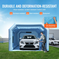 Inflatable Paint Booth, 27.9 x 15.7 x 10.8 ft Inflatable Spray Booth, Portable Car Paint Booth for Small Truck, with 950W+750W Powerful Blowers and Air Filter System, Large Motorcycle, Midsize S
