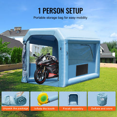 Inflatable Paint Booth, 9.8 x 8.2 x 8.2 ft Inflatable Spray Booth, with 550W Powerful Blower and Air Filter System, Portable Car Paint Booth for Motorcycle, Bicycle, Small Furniture Painting
