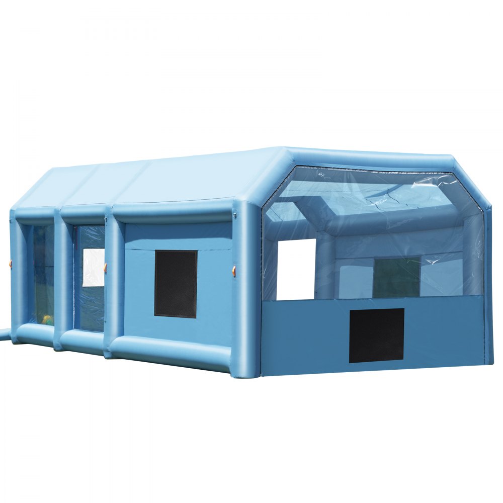 Inflatable Paint Booth, 29.5 x 15.7 x 11.8 ft Inflatable Spray Booth, with 950W+750W Powerful Blowers and Air Filter System, Portable Car Paint Booth for Large Truck, Large Van, Large Machinery