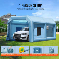 Inflatable Paint Booth, 21 x 13.5 x 9.8 ft Inflatable Spray Booth, with 1100W Powerful Blower and Air Filter System, Large Furniture Painting, Portable Car Paint Booth for Medium-Sized Vehicles