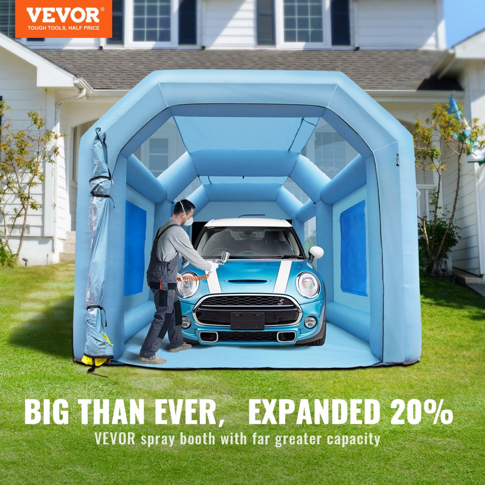 Inflatable Paint Booth, 20x10x8ft Inflatable Spray Booth, High Powerful 480W+750W Blowers Spray Booth Tent, Car Paint Tent Air Filter System for Car Parking Tent Workstation Motorcycle Garage