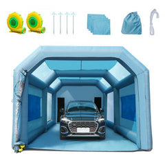 Inflatable Paint Booth, 26x15x11ft Inflatable Spray Booth, High Powerful 750W+950W Blowers Spray Booth Tent, Car Paint Tent Air Filter System for Car Parking Tent Workstation Motorcycle Garage