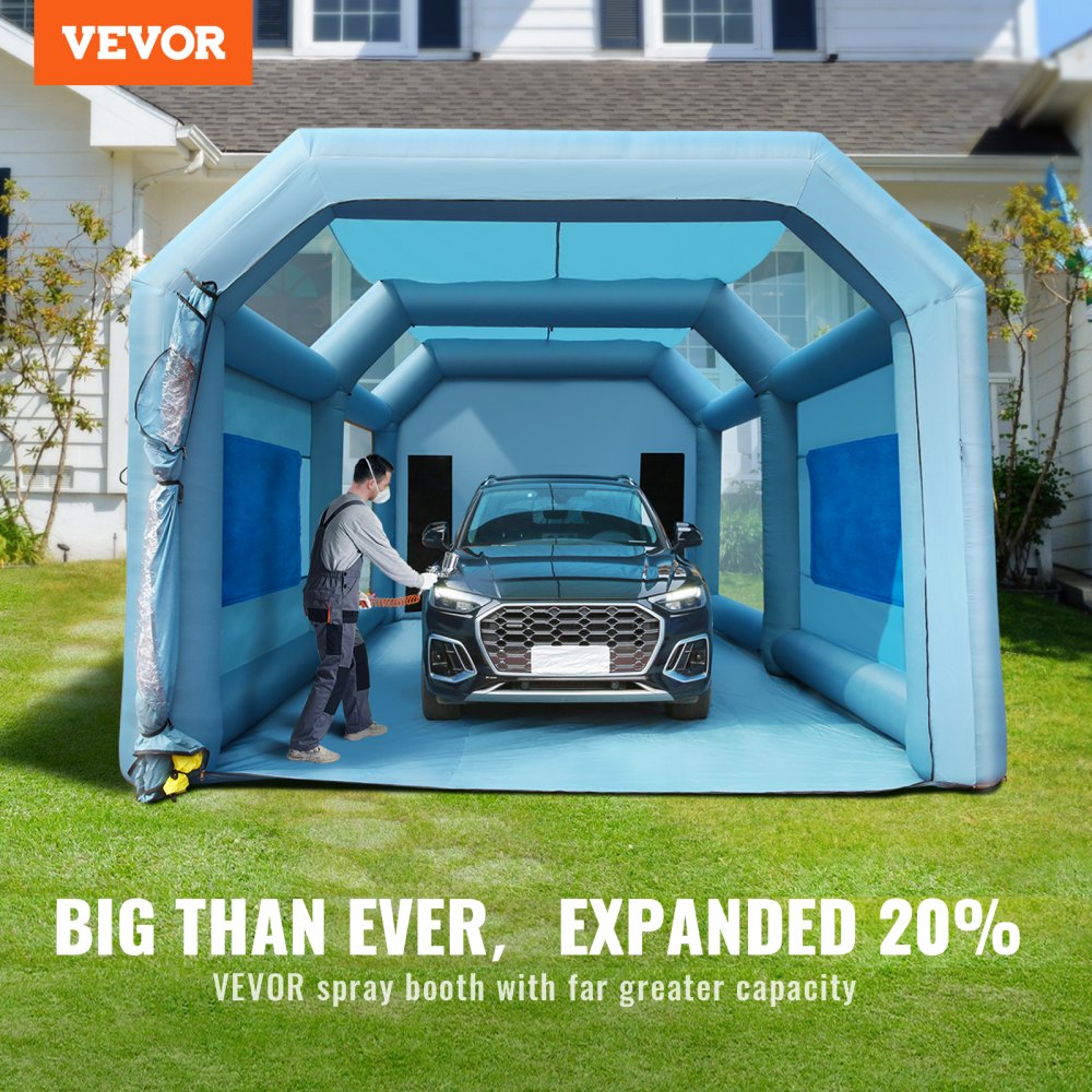 Inflatable Paint Booth, 26x15x11ft Inflatable Spray Booth, High Powerful 750W+950W Blowers Spray Booth Tent, Car Paint Tent Air Filter System for Car Parking Tent Workstation Motorcycle Garage