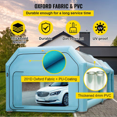 Portable Inflatable Paint Booth, 26x13x10ft Inflatable Spray Booth, Car Paint Tent w/Air Filter System & 2 Blowers, Upgraded Blow Up Spray Booth Tent, Auto Paint Workstation, Car Parking Garage