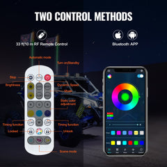 2 PCS 3 FT Whip Light, APP & RF Remote Control Led Whip Light, Waterproof 360° Spiral RGB Chasing Lighted Whips with 4 Flags, for UTVs, ATVs, Motorcycles, RZR, Can-am, Trucks, Off-road, Go-karts