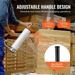 Stretch Film Dispenser, Holds 12"-20" Rolls, Industrial Strength Shrink Wrap Dispenser Holder with Extended Handle, Stretch Film Packing Machine for Pallet Wrapping Shipping Moving (1 Pack)