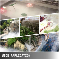 Mist Maker 12 Head Ultrasonic Mist Fogger with Waterproof Power Supply Ultrasonic Fogger Humidifier Stainless Steel Pond Mister Fogger 7kg/h
