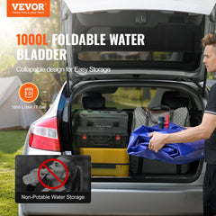 1000L/264 Gallon Water Storage Bladder, RV Water Tank, 1000D Blue PVC Collapsible Water Storage Containers, Large Capacity Soft Water Bag, Portable Water Bladder, Fire Prevention, Camping