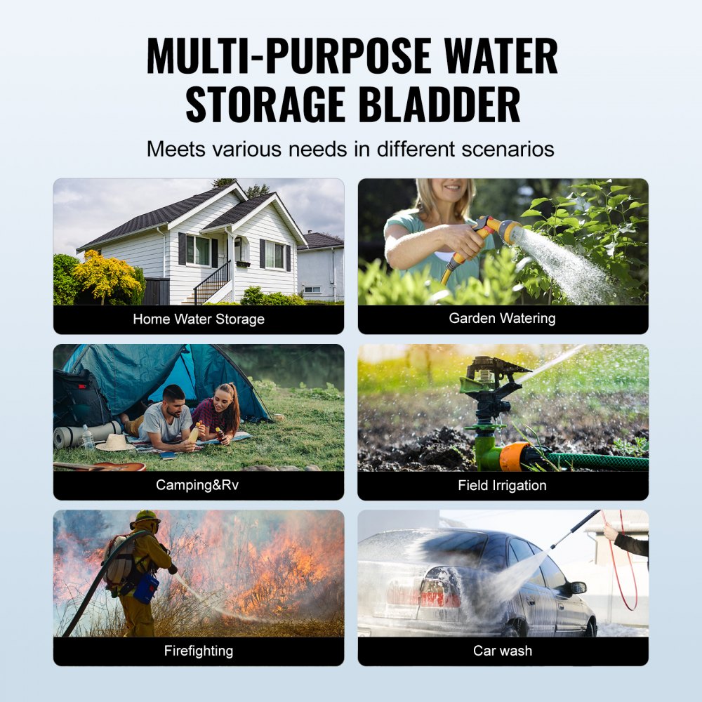 1000L/264 Gallon Water Storage Bladder, RV Water Tank, 1000D Blue PVC Collapsible Water Storage Containers, Large Capacity Soft Water Bag, Portable Water Bladder, Fire Prevention, Camping