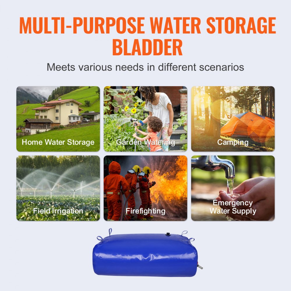 330L/87 Gallon Water Storage Bladder, RV Water Tank, 1000D Blue PVC Collapsible Water Storage Containers, Large Capacity Soft Water Bag, Portable Water Bladder, Fire Prevention, Camping, Emergen