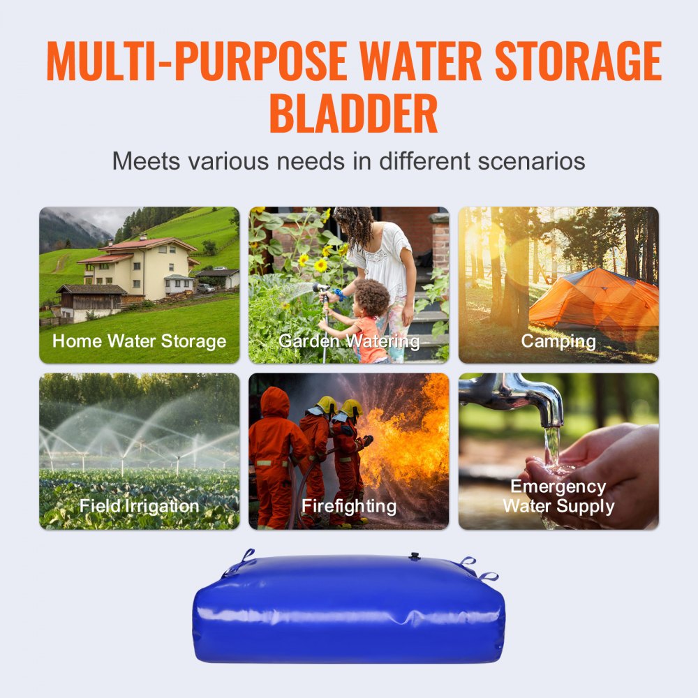 540L/142.65 Gallon Water Storage Bladder, Water Tank, 1000D Blue PVC Collapsible Water Storage Containers, Large Capacity Soft Water Bag,Water Bladder,Fire Prevention,Camping,Emergency Water Use
