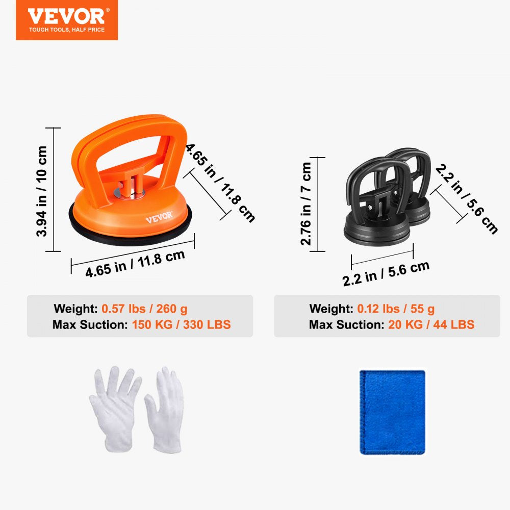 Dent Removal Kit, 3 Packs Suction Cups, Dent Puller Handle Lifter with Gloves and Cloth, Paintless Car Dent Puller Remover for Car Dent Repair, Glass, Tiles, Mirror Lifting and Moving