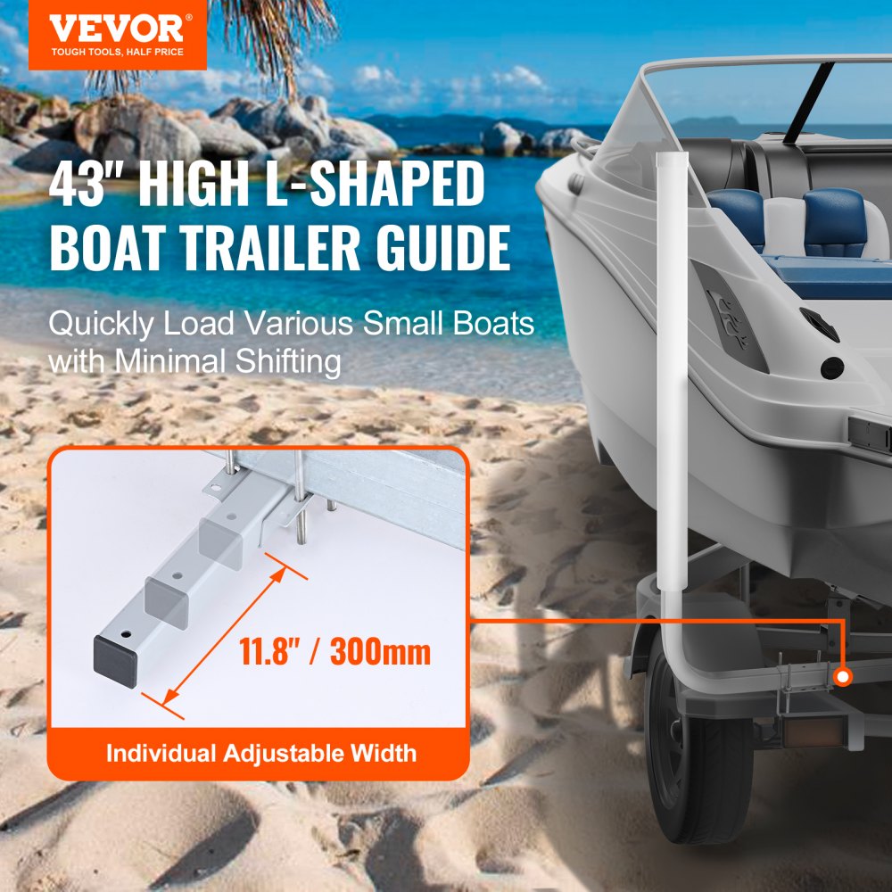Boat Trailer Guide, 43” Adjustable Design Trailer Guide Poles, 2PCS Rustproof Galvanized Steel Trailer Guide, Trailer Guides with PVC Pipes, for Ski Boat, Fishing Boat or Sailboat Trailer 2024