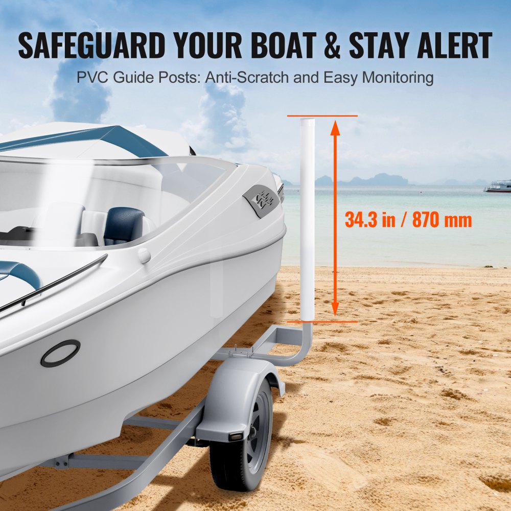 Boat Trailer Guide, 43” Adjustable Design Trailer Guide Poles, 2PCS Rustproof Galvanized Steel Trailer Guide, Trailer Guides with PVC Pipes, for Ski Boat, Fishing Boat or Sailboat Trailer 2024