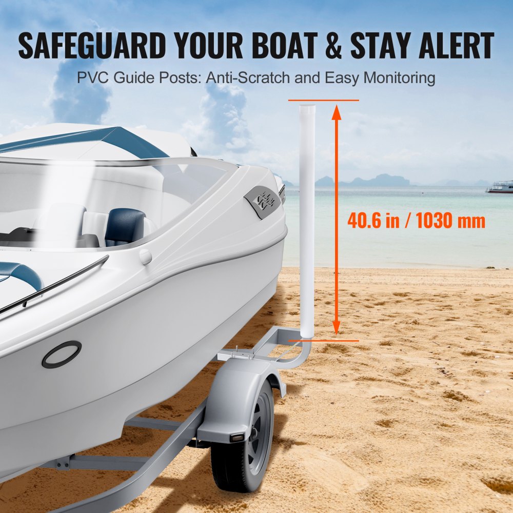 Marine Trailer Guide Set, 48`` Flexibly Adjustable Poles, Pair of Steel Supports with PVC Coating, Ideal for Ski, Fishing, and Sailboat Transport, 2024