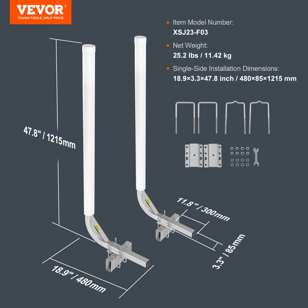 Marine Trailer Guide Set, 48`` Flexibly Adjustable Poles, Pair of Steel Supports with PVC Coating, Ideal for Ski, Fishing, and Sailboat Transport, 2024
