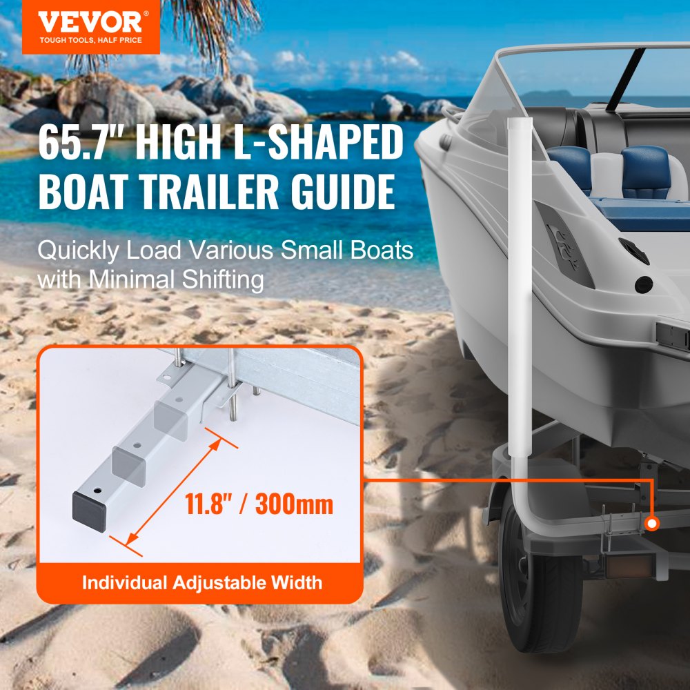 Marine Trailer Guide Set, 60`` Flexibly Adjustable, Dual Rust-Resistant Steel Supports with PVC Covering, Ideal for Ski, Fishing, and Sailboat Transport, 2-Piece Kit 2024
