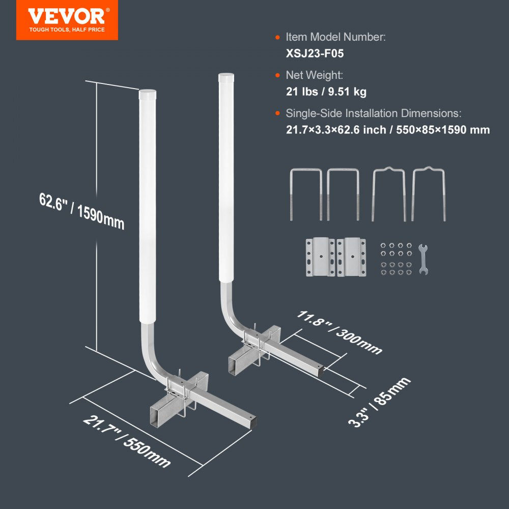Marine Trailer Guide Set, 60`` Flexibly Adjustable, Dual Rust-Resistant Steel Supports with PVC Covering, Ideal for Ski, Fishing, and Sailboat Transport, 2-Piece Kit 2024