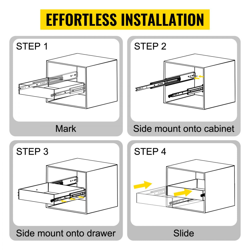 Heavy Duty Drawer Slides 18" Length, Locking Drawer Slides 500lbs Load Capacity Full Extension Drawer Slide 1 Pair Side Mount Ball Bearing Drawer Glides Push to Open Cabinet Industrial Shelf