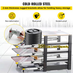 Heavy Duty Drawer Slides 2PCS Drawer Slides 36" Locking Drawer Slides 250LBS Capacity Heavy Duty Slides Three Section Full Extension Drawer Slide Cold-Rolled Steel Industrial Drawer Slides