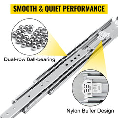 Heavy Duty Drawer Slides 36" Length, Locking Drawer Slides 500lbs Load Capacity Long Full Extension Drawer Slide 1 Pair Side Mount Ball Bearing Drawer Glides Push to Open Drawer Runners Rail