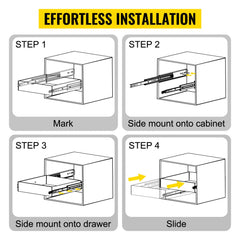 Heavy Duty Drawer Slides 36" Length, Locking Drawer Slides 500lbs Load Capacity Long Full Extension Drawer Slide 1 Pair Side Mount Ball Bearing Drawer Glides Push to Open Drawer Runners Rail