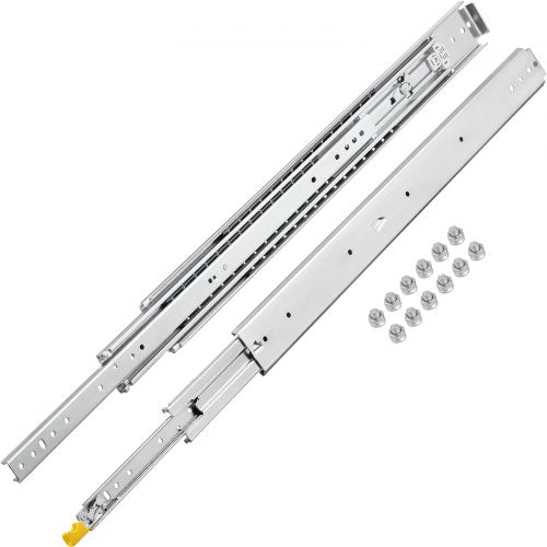 Heavy Duty Drawer Slides 60" Length, Locking Drawer Slides 500lbs Load Capacity Long Full Extension Drawer Slide 1 Pair Side Mount Ball Bearing Drawer Glides Push to Open Drawer Runners Rail