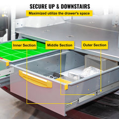 Drawer Slides, 1 Pair 34 Inch Heavy Duty Drawer Slides, Ball Bearing Side Mount Drawer Hardware Slides, 500 LBS Load Capacity 3-Section Full Extension Drawer Slides for Smooth Slide, Less Noise