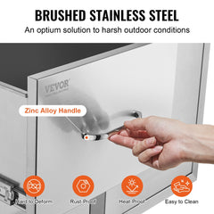 Outdoor Kitchen Door Drawer Combo 32.5" W x 21.6" H x 20.5``D, Access Door/Double Drawers with Paper Towel Rack, BBQ Island Drawers with Stainless Steel Handles for Outdoor Kitchen