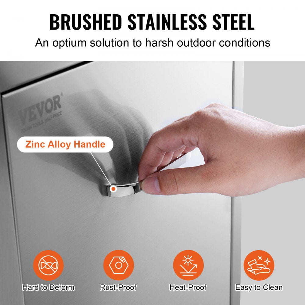 Pull Out Trash Drawer 19.7W x 26.5H Inch Outdoor Kitchen Drawers Stainless Steel with Trash Bag Ring for BBQ Island or Grill Station