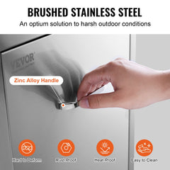 Pull Out Trash Drawer 19.7W x 26.5H Inch Outdoor Kitchen Drawers Stainless Steel with Trash Bag Ring for BBQ Island or Grill Station