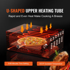 Electric Countertop Pizza Oven 12-inch, 1500W Commercial Pizza Oven with 0-60 Minutes Timer, Stainless Steel Pizza Maker with Removable Crumb Tray for Commercial and Home Use, ETL Certified
