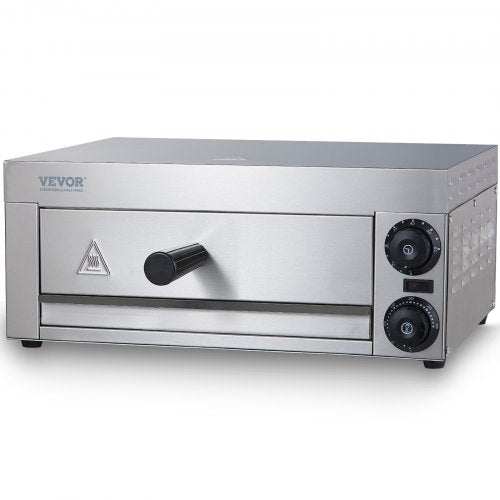 Electric Countertop Pizza Oven 12-inch, 1500W Commercial Pizza Oven with Adjustable Temp, 0-60 Minutes Timer, 360° Uniform Baking Pizza Maker & Removable Crumb Tray for Commercial and Home Use