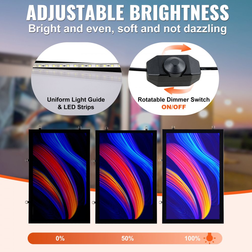 LED Poster Frame - Black 27x40\ Aluminum with Backlighting for Advertising Display, Wall Sign, Single Unit (Horizontal/Vertical)