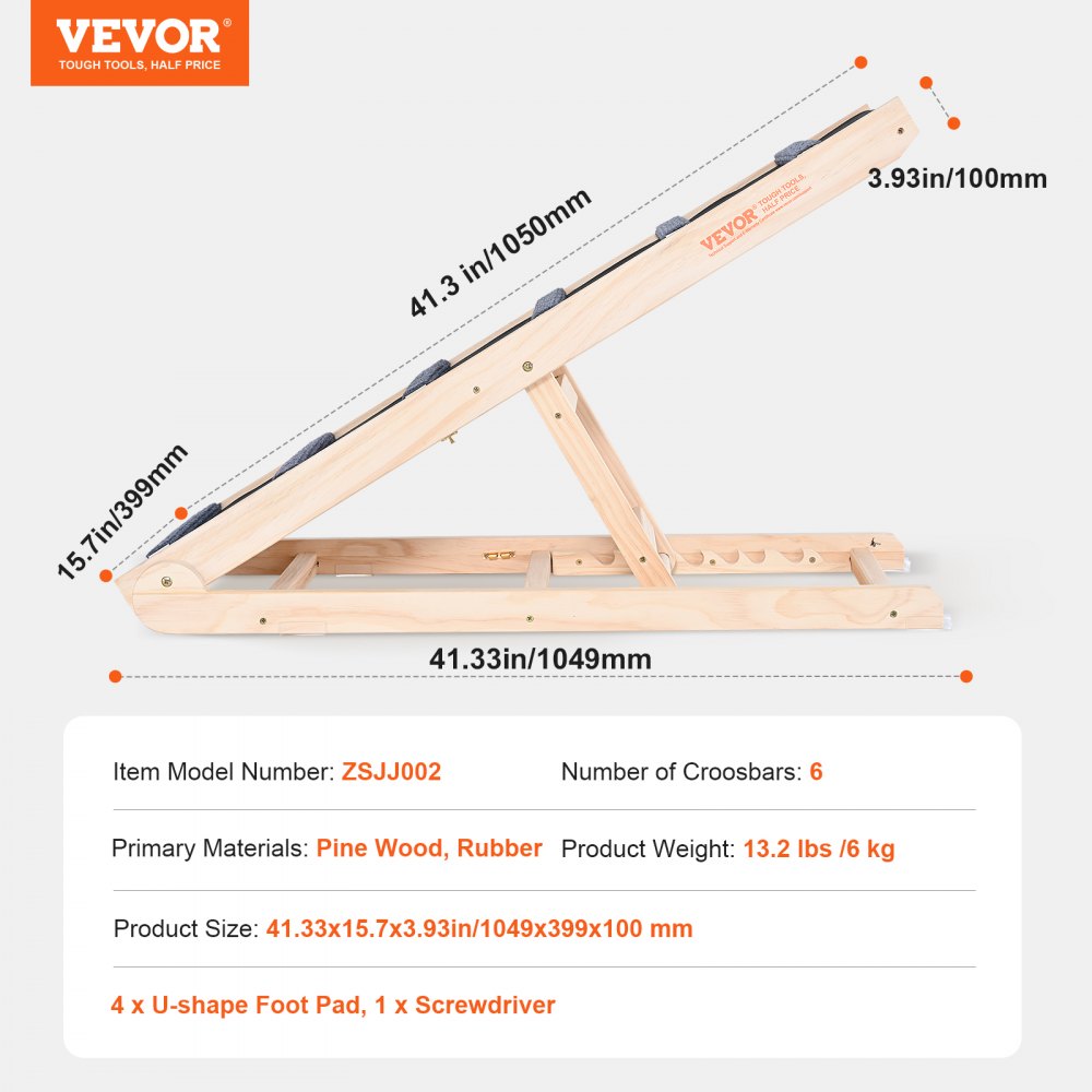 Folding wooden dog ramp with adjustable height, non-slip surface, and sturdy construction.