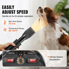 Bostome Dog Grooming Dryer in grey and black with adjustable speed and temperature settings.