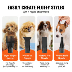 Bostome Dog Grooming Dryer in grey and black with adjustable speed and temperature settings.